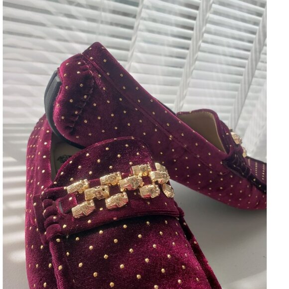 Mens Royal Loafers Velvet Shoes Burgundy and Gold Size 9 - Picture 6 of 10